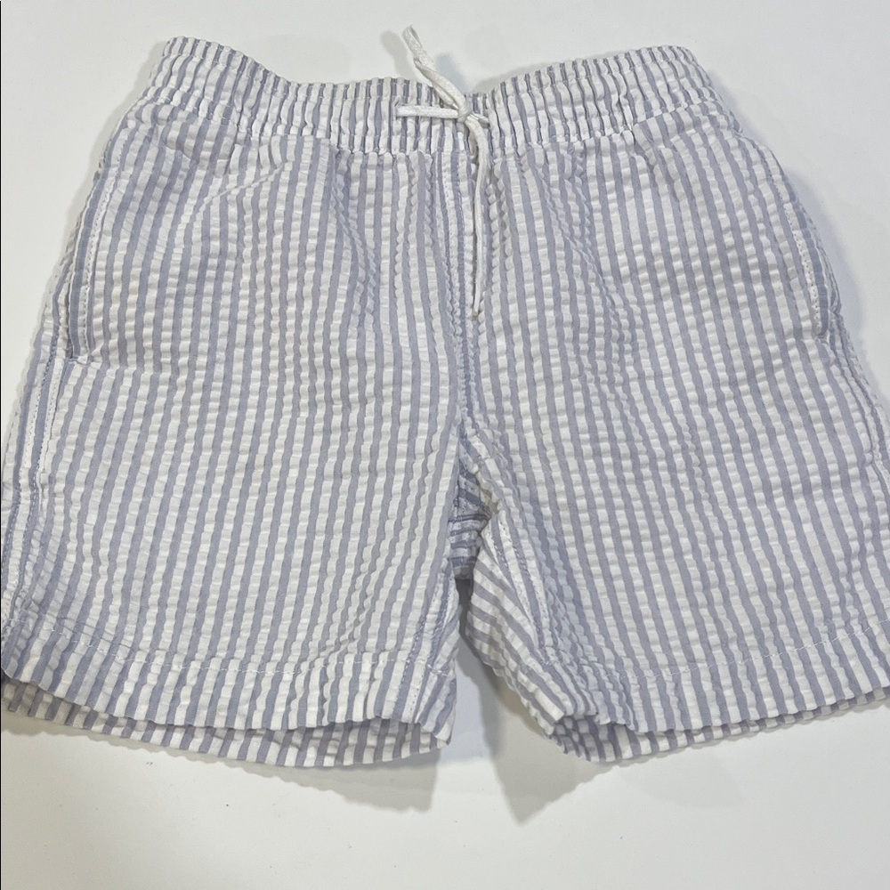 Crewcuts - 6, j crew, seersucker, white/blue gray trunks